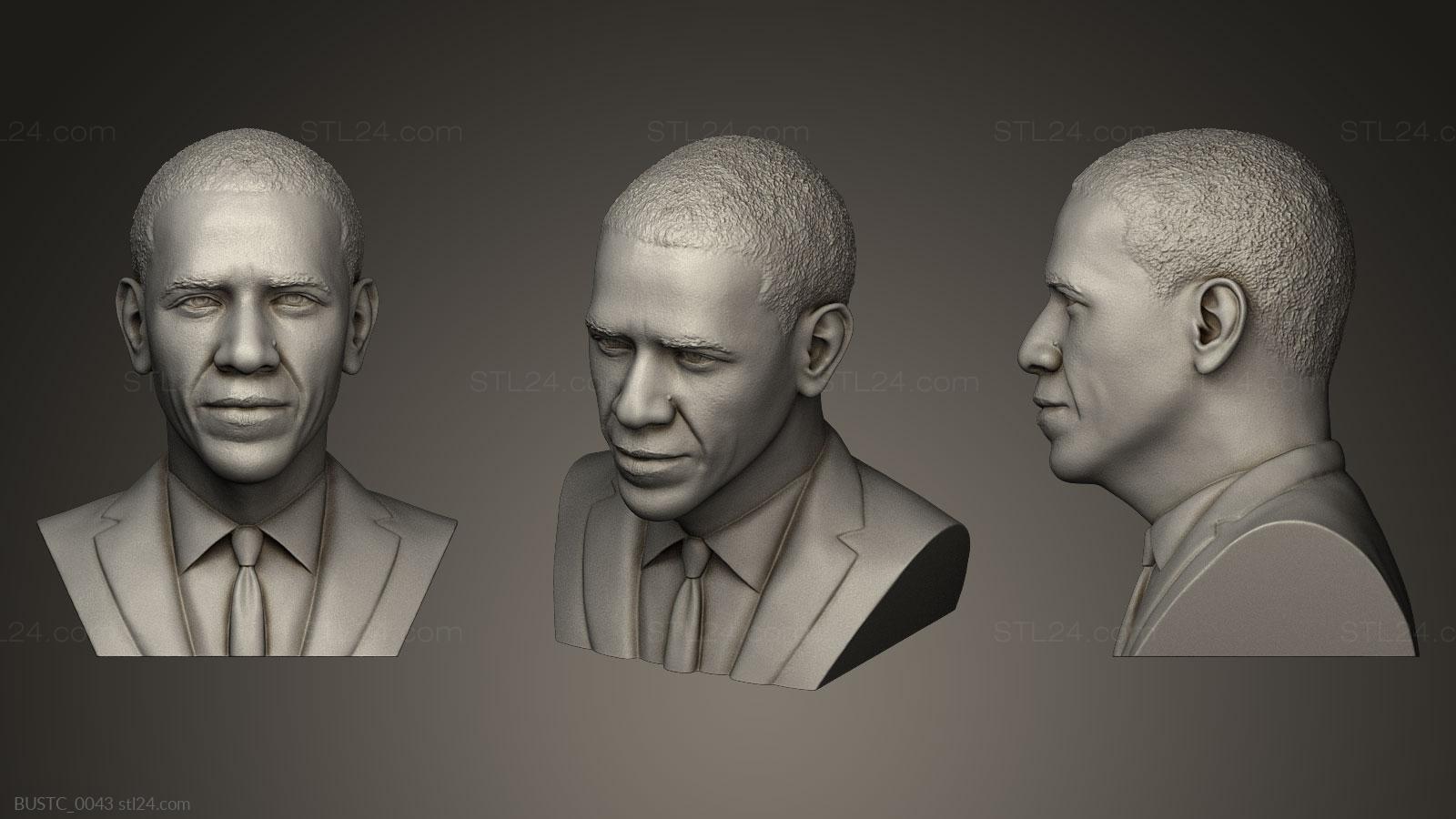 Бюсты и барельефы известных личностей (Барак Обама, BUSTC_0043) 3D модель для ЧПУ станка